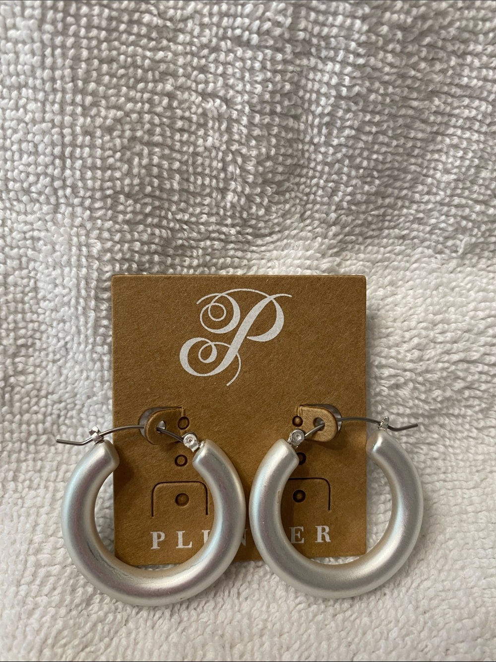 Plunder Matte Silver Tone Thick Hoop Earrings